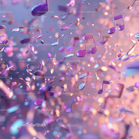 Colorful Floating Musical Notes in Vibrant Abstract Scene