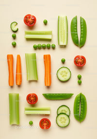 Fresh healthy vegetables arranged on light background