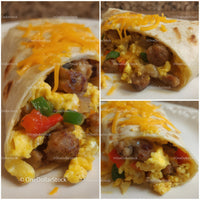 Scrambled Egg Sausage and Veggie Breakfast Burrito