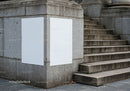 Blank Posters on Urban Stone Wall by Concrete Steps