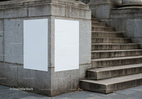 Blank Posters on Urban Stone Wall by Concrete Steps