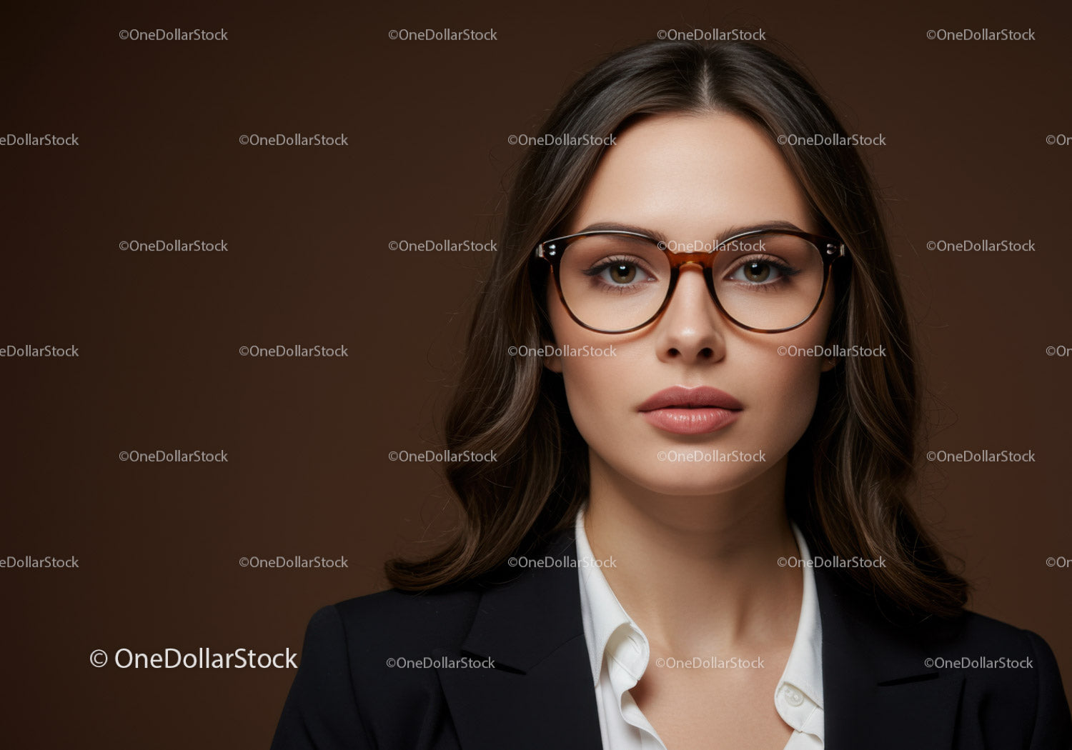 Woman Wearing Black-Framed Glasses in Professional Portrait