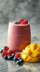 Vibrant Berry and Mango Smoothie in a Glass