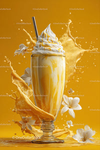 Creamy Milkshake with Caramel Drizzle and Splash Effect