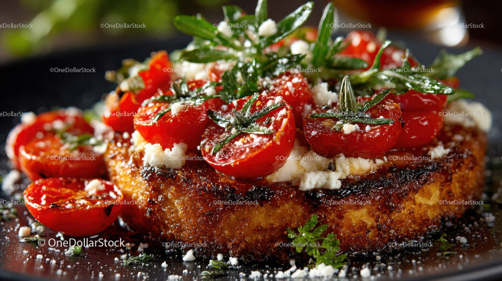 Crispy Breaded Cutlet with Cherry Tomatoes and Fresh Herbs