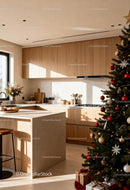 Cozy Modern Kitchen with Festive Christmas Decor
