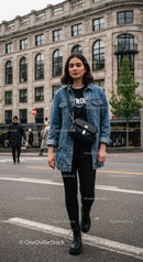 Young Woman Walking in Casual Outfits on City Street
