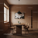 Modern Wooden Dining Room with Minimalist Decor and Pendant Light