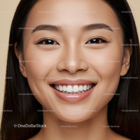 Close up of smiling young woman with flawless skin