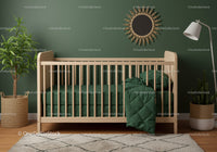 Contemporary Nursery with Wooden Crib and Green Plants Interior Design