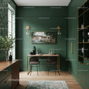 Elegant Green Wall Interior with Modern Decor and Wooden Table