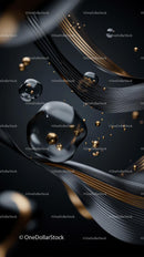 Futuristic Abstract Technology Background with Gold and Black Elements