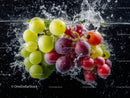 Fresh Bunch of Fruit Grapes Under Water Splash