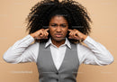 Frustrated Woman Covering Ears with Annoyed Expression