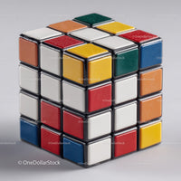 Colorful Rubik's Cube with Vibrant Red, Blue, Green, Yellow, and White Colors