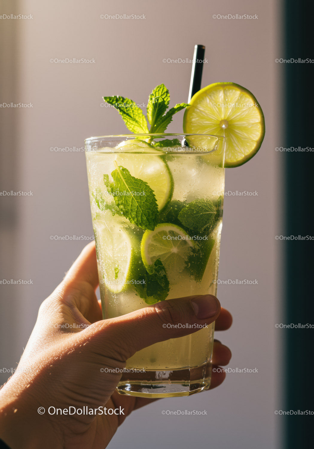 Orzeźwiający koktajl mojito z limonką i świeżymi liśćmi mięty