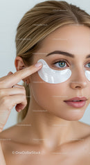 Young Woman Wearing Under-Eye Patches for Skin Rejuvenation