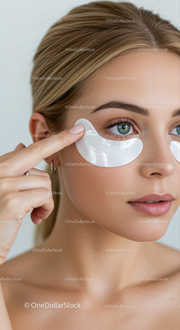 Young Woman Wearing Under-Eye Patches for Skin Rejuvenation