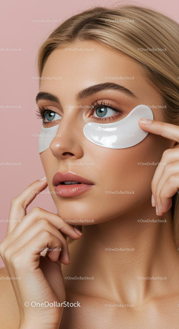 Woman with Eye Patches Skin Care Routine Facial Mask Spa Treatment