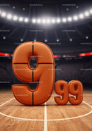 Basketball Styled Numbers 9 and 99 on Court