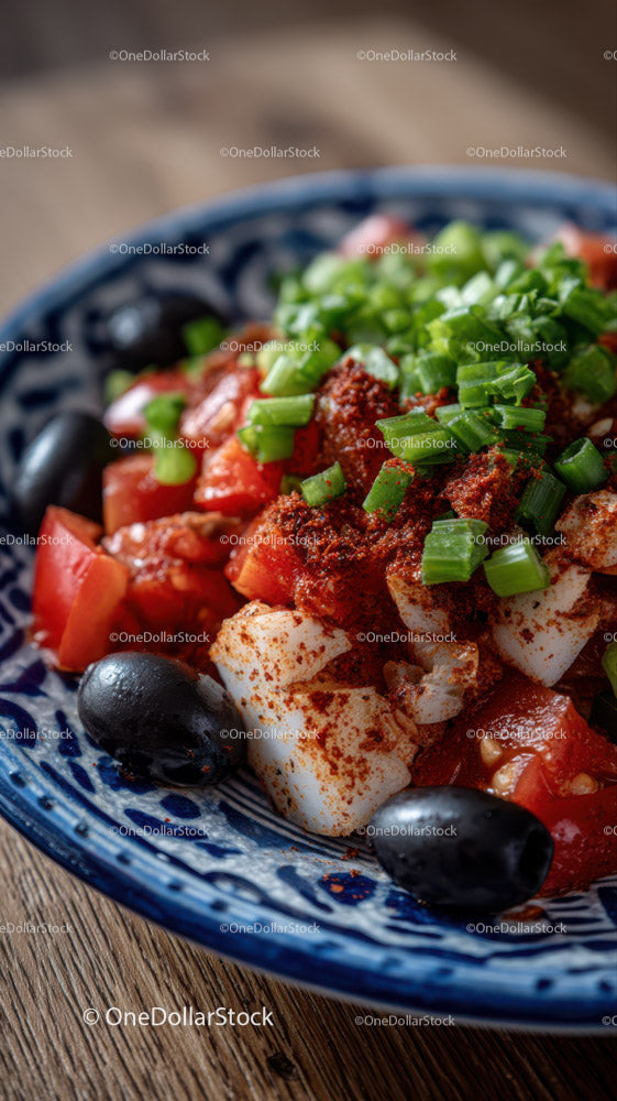 Colorful Fresh Greek Salad with Tomatoes Cucumber and Olives