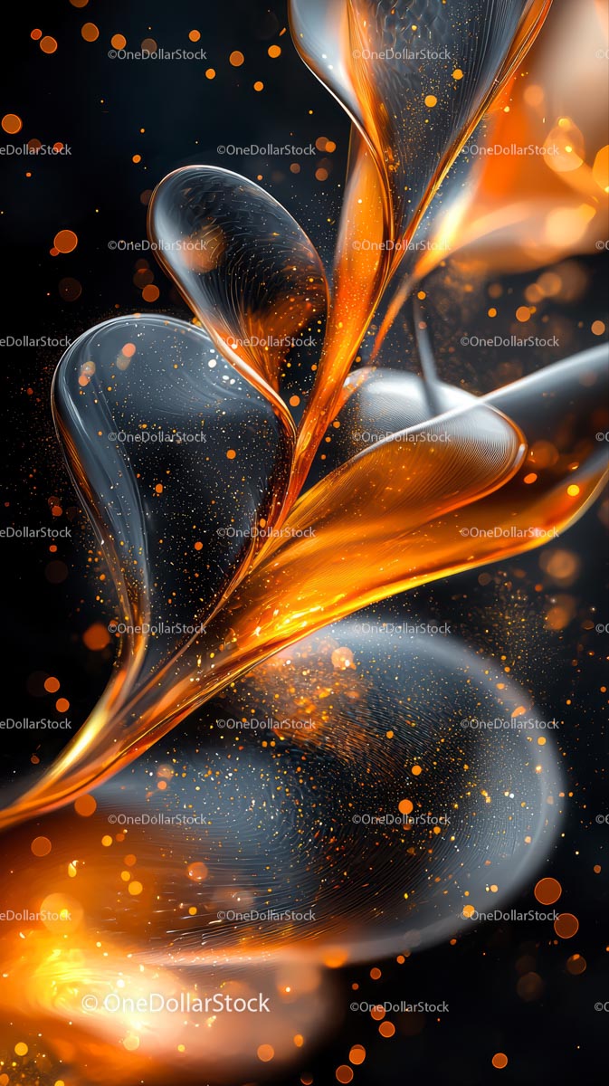 Vivid Abstract Flow of Silver and Orange Light with Sparks