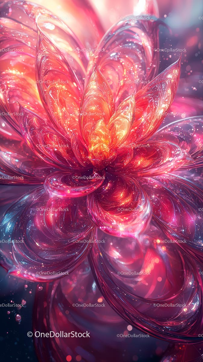 Glowing Abstract Flower with Vibrant Luminous Petals