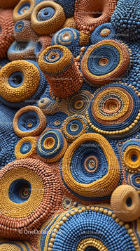 Colorful Circular Mosaic Art with Blue and Orange Tones