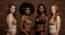 Diverse women posing confidently in lingerie studio shot