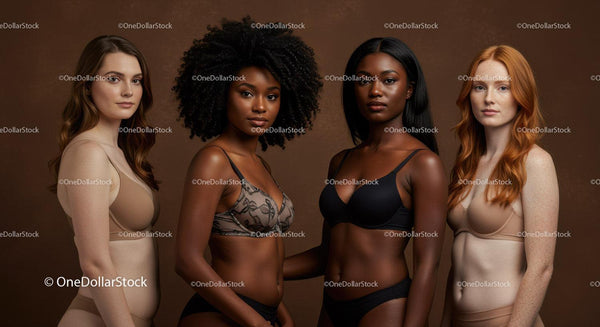 Diverse women posing confidently in lingerie studio shot