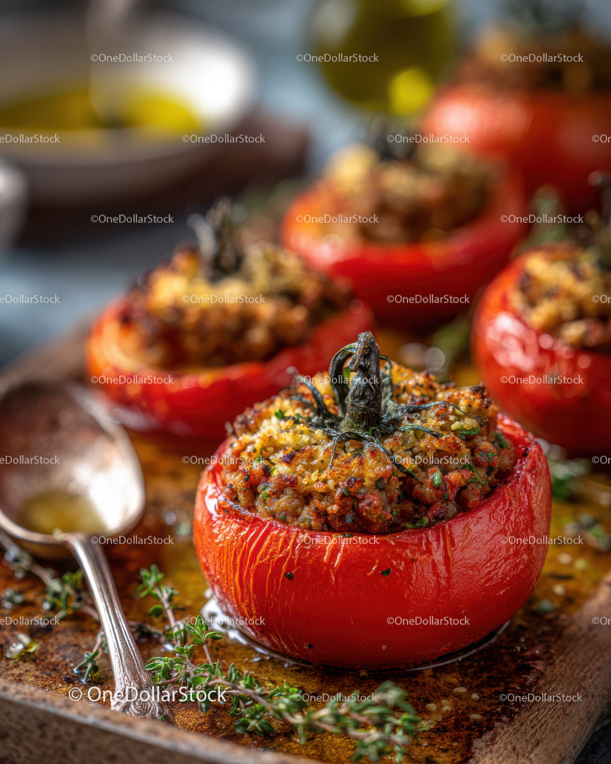 Vibrant Stuffed Red Bell Peppers with Spiced Filling in Gourmet Style