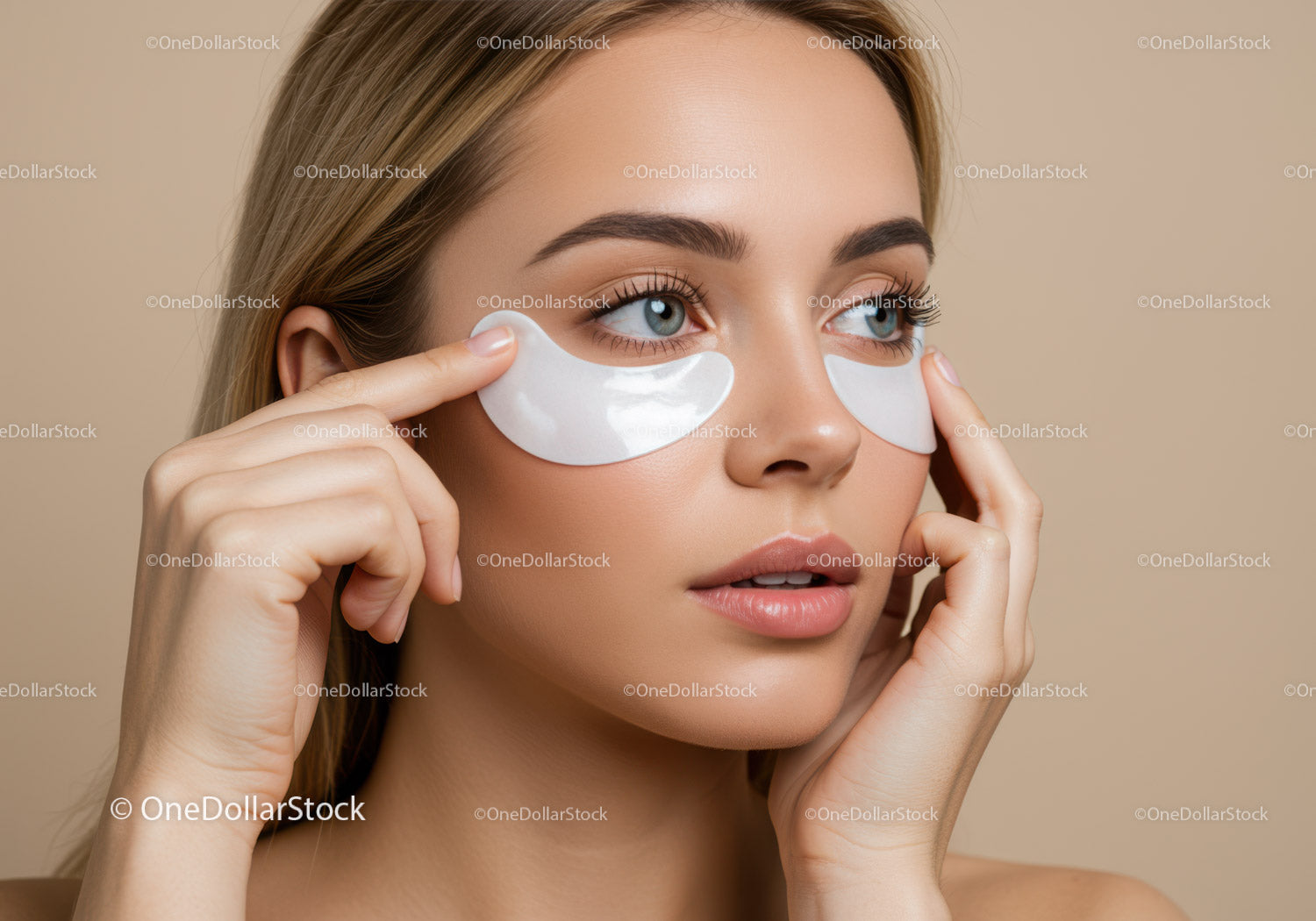 Woman Applying Under Eye Patches for Skincare Routine