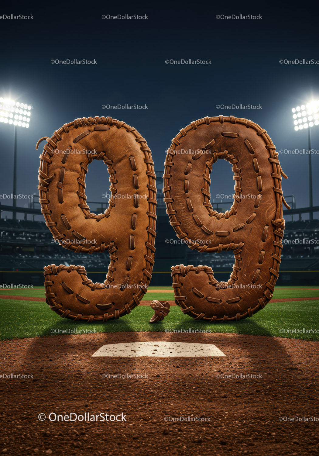 Baseball glove styled number ninety nine at stadium