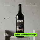 Wine bottle on concrete slab Editable PSD Mockup preview