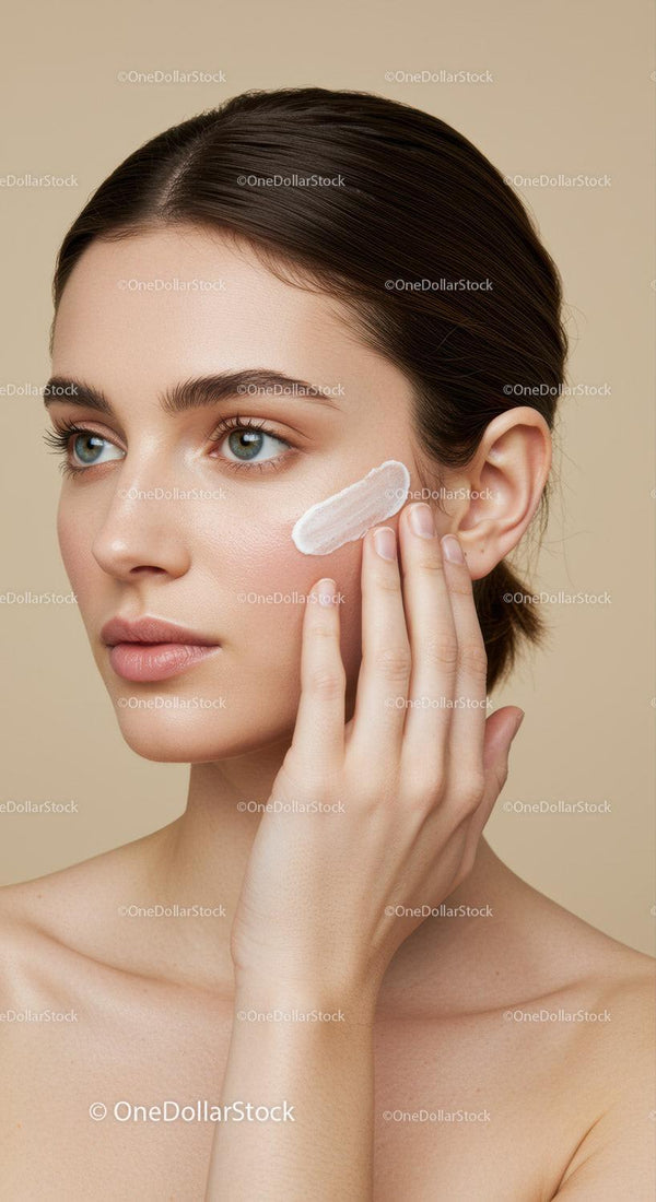 Elegant Young Woman Applying Skin Cream for Healthy Glowing Skin