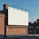 Blank Billboard on Brick Wall in Urban Street Scene