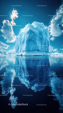 Majestic Blue Iceberg Tower Reflects in Calm Arctic Waters