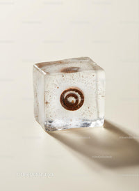 Coffee Bean Encased in Transparent Ice Cube