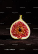 Close up of fresh fig half with detailed seeds
