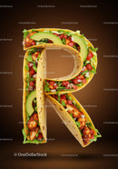 Letter R Shaped Chicken Taco with Fresh Ingredients