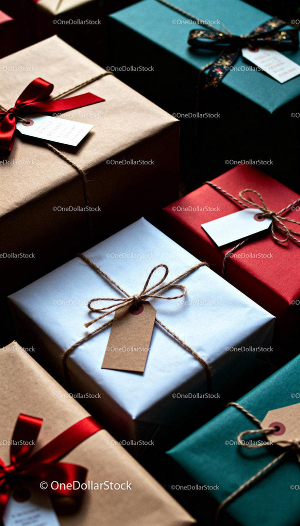 Neatly Wrapped Gift Boxes with Rustic Twine and Tags