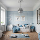 Beautiful Blue Nursery with Toys and Wall Art in a Cozy Child's Bedroom