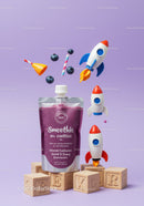 Berry Smoothie with Toy Rockets and Wooden Blocks