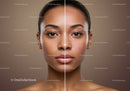 Close-Up Portrait of a Young Woman with Clear Skin and acne scars
