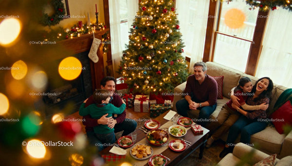 Family enjoying warm Christmas celebration at home