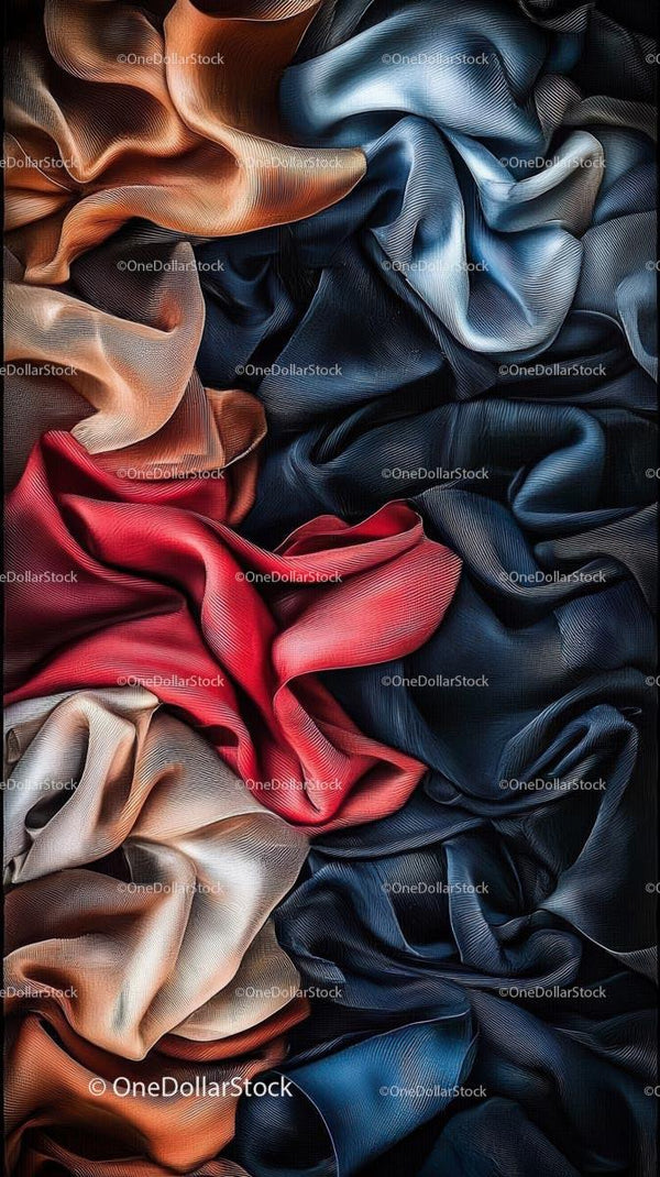 Colorful Silk Fabric with Elegant Drapes and Rich Hues