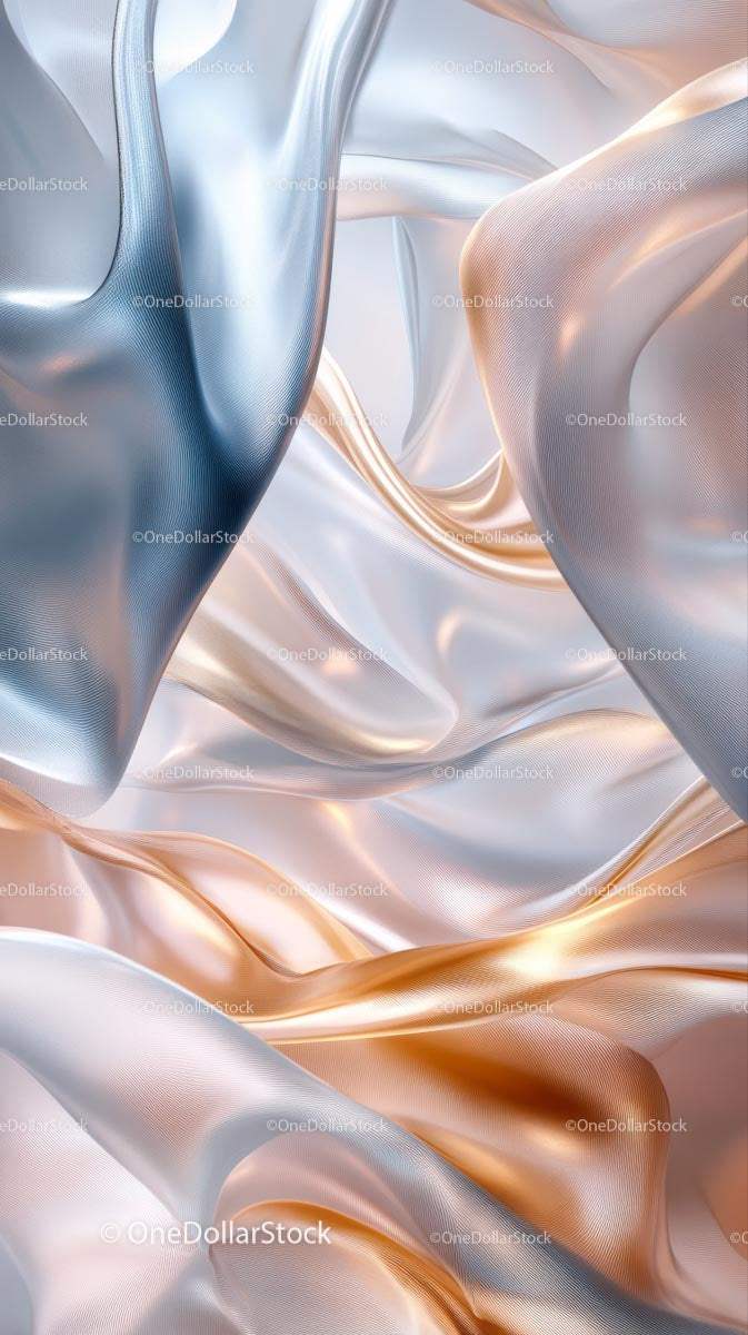 Abstract Metallic Silk Fabric with Smooth Curves and Sheen