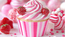 Delicious Strawberry Cupcake with Pink and White Swirled Frosting