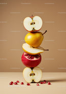 Stack of Fresh Sliced Fruits on Neutral Background