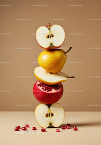 Stack of Fresh Sliced Fruits on Neutral Background